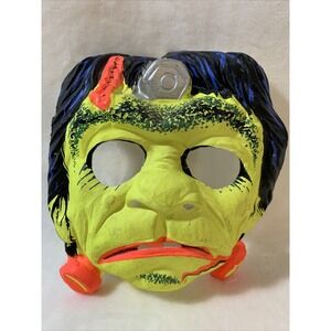 HALLOWEEN MASK VINTAGE PLASTIC FRANKENSTEIN BEN COOPER ? Spook Town Monster 70's
